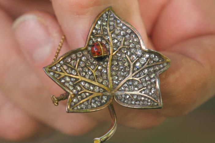 Appraisal: Diamond & Gold Maple Leaf Pin, ca. 1920