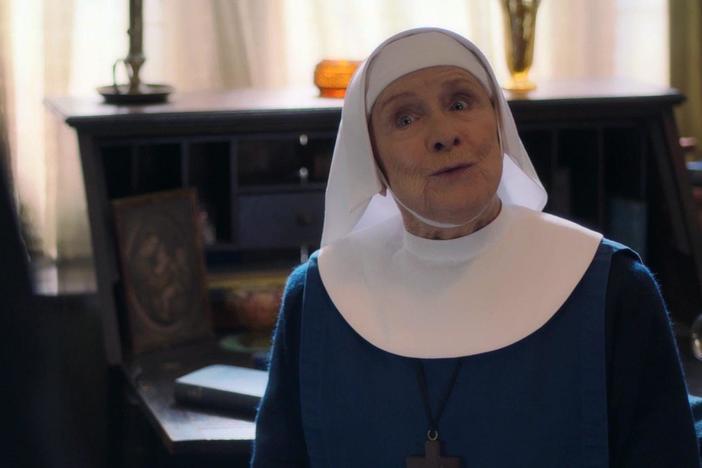 Sister Monica Joan rebukes an offer to bring her the communion for the sick.