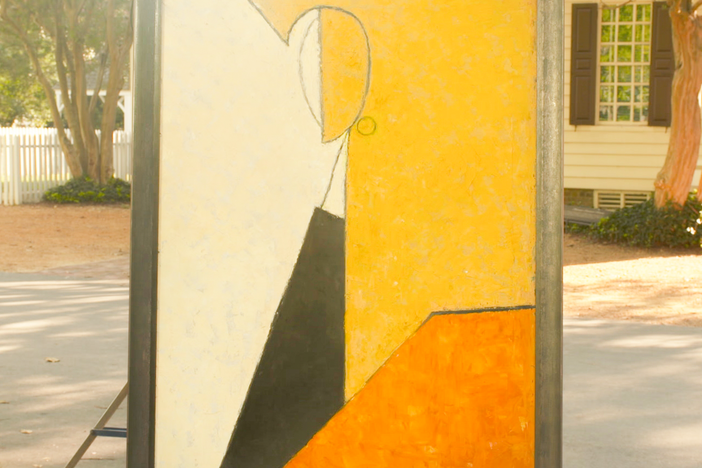 Appraisal: Bessie Lowenhaupt "Woman Descending Stairs" Oil, ca. 1960