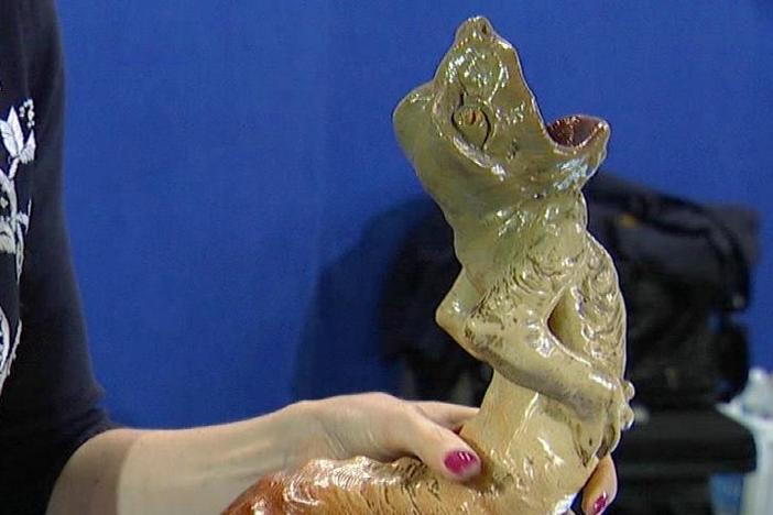 Appraisal: Sarreguemines Pottery Figure, from Cincinnati Hour 2.