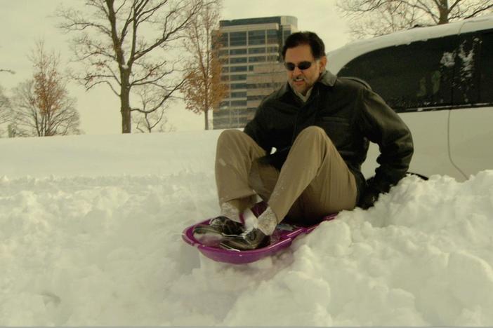 History Detective Eduardo Pagan goes sledding. It's all part of the job.