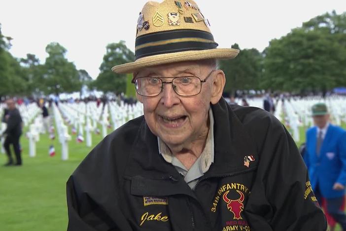 D-Day veteran Jake Larson and high school student Carlisle Salapare speak from Normandy.