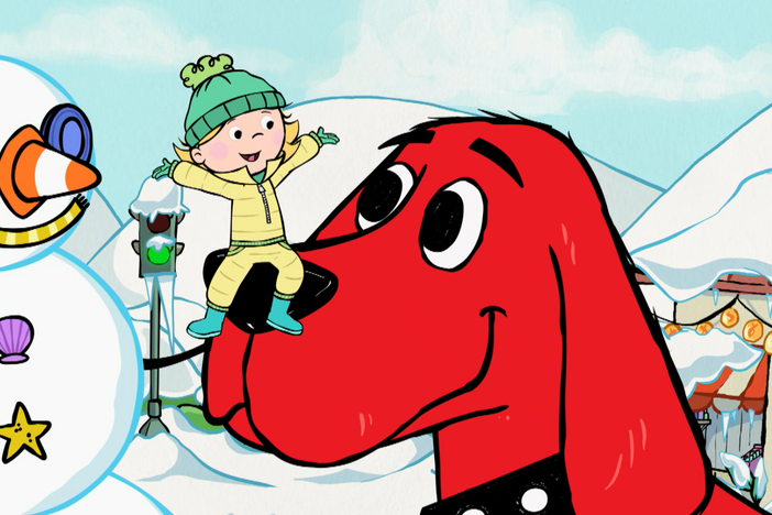 It's Clifford's first snow day. / Clifford's Big Blue Blankie is falling apart.