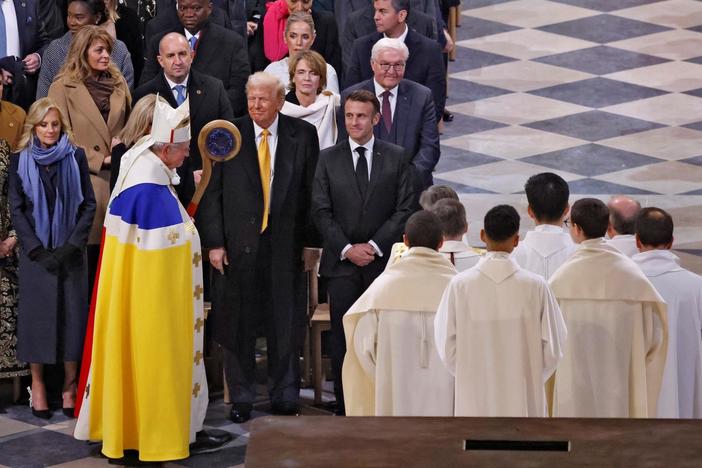 Notre Dame’s ceremonial reopening also marks Trump’s return to the world stage