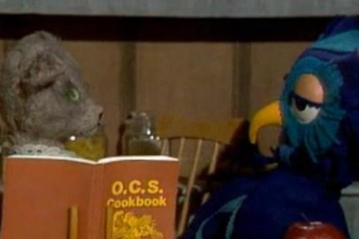Preparing food in a restaurant; X the Owl's bossiness angers Henrietta.