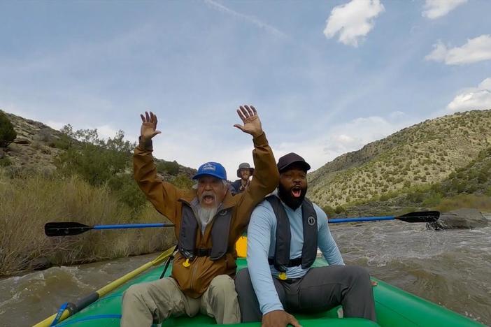 Baratunde goes rafting down the Rio Grande with Louie Hena.