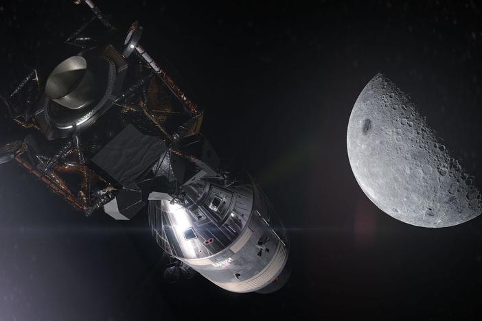 The LOI or Lunar Orbit Injection burn takes the astronauts to the far side of the moon.