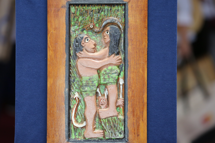 Appraisal: 1975 Elijah Pierce Relief-carved Plaque