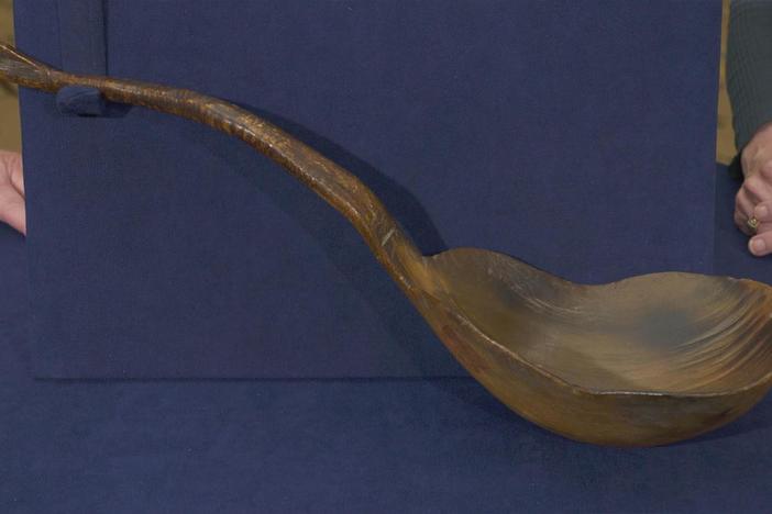 Appraisal: Carved Rocky Mountain Ram Horn Ladle, ca. 1850