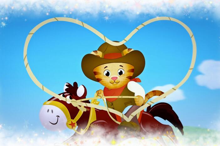  Daniel makes believe that he and his horse can gallop through the wild west. 