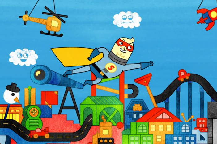 Watt goes shopping for a superhero cape and learns about different kinds of stores.