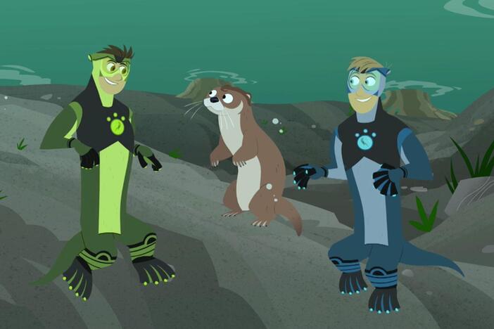 Chris and Martin activate otter powers to help teach Slider how to hunt.