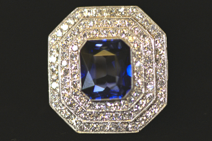 Appraisal: Diamond & Synthetic Sapphire Ring, ca. 1925, from Vintage Seattle.