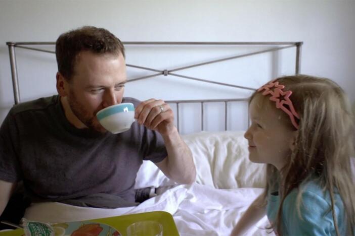 Sadie and her mom prepare a surprise breakfast in bed for her dad.