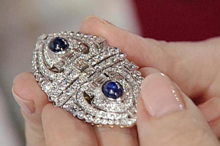 Appraisal: Diamond & Sapphire Brooch, ca. 1930