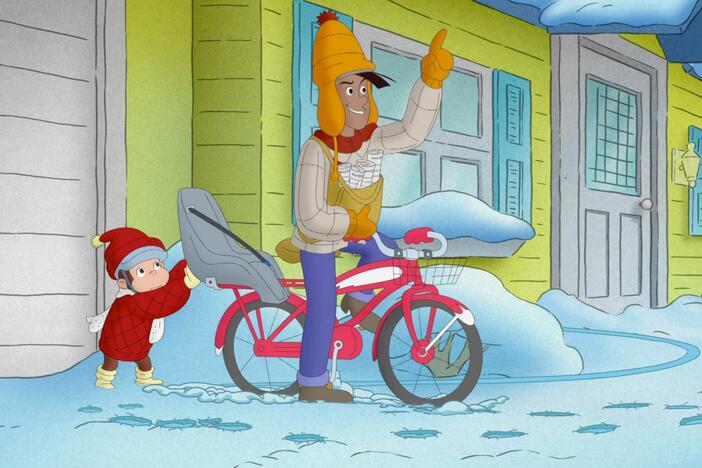 When Billy's bike gets stuck in the snow, George decides to lend a hand.