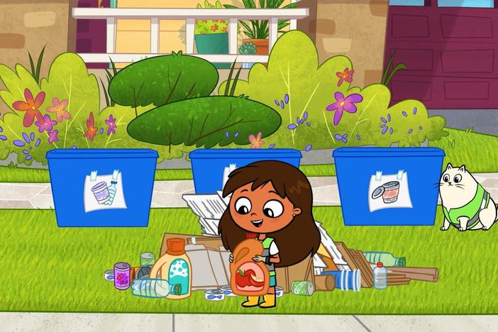 Rosie collects all the recyclables in the house but learns she has to sort them too.