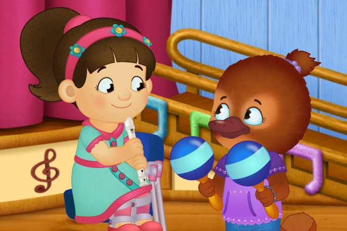 At the music shop, Jodi learns it's fair when friends get what they need to play together!