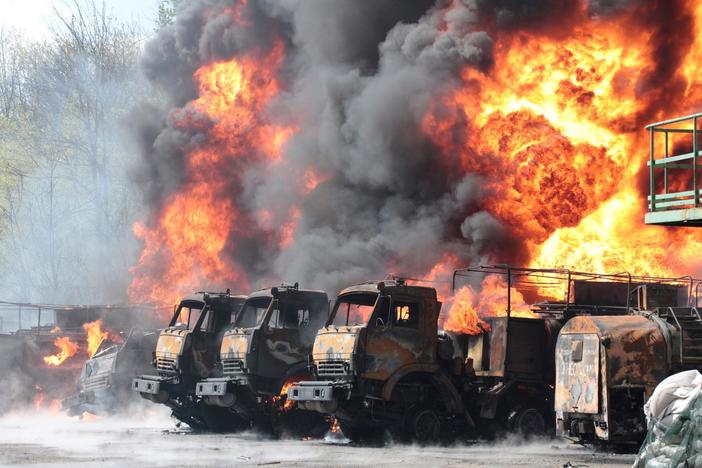 Russia targets supply routes as the U.S. and NATO allies pump weapons into Ukraine