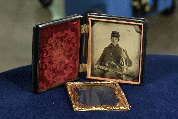 Appraisal: Tintype of Civil War Soldier with Hall Carbine, ca. 1862, from Little Rock Hr 1
