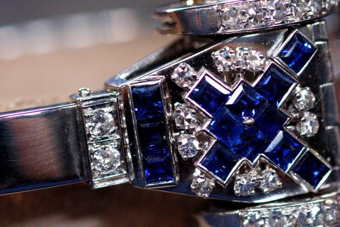 Appraisal: Diamond, Sapphire & Platinum Watch, ca. 1935, from Biloxi Hour 3