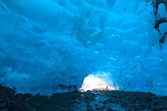 As the spring temperatures warm up, Mendenhall glacier in Alaska starts to melt.