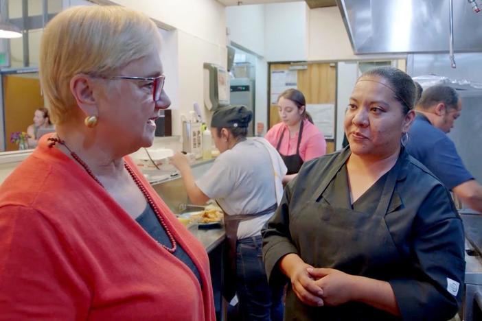 At the Comal Heritage Food Incubator Lidia meets Erika Rojas, a graduate of the program.