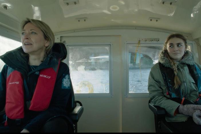 Annika banters with her teenaged daughter Morgan while taking her to school—in a boat.