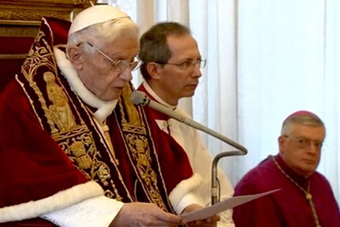Benedict XVI says he is stepping down “for the good of the church.”