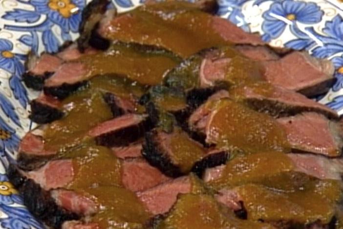 Chefs Johanne Killeen and George Germon prepare dirty steak with their special hot fanny.