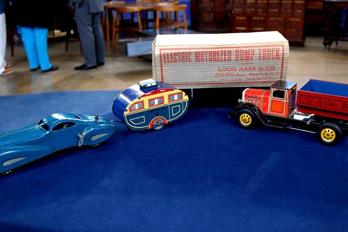 Appraisal: Marx Car & Battery Powered Dump Truck, ca. 1938, from Eugene Hour 3