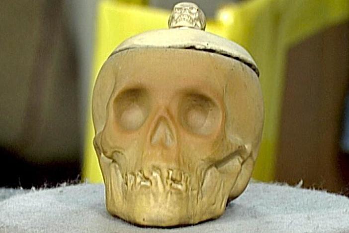 Appraisal: Weller Dickens Ware Skull Humidor, from Kooky & Spooky.
