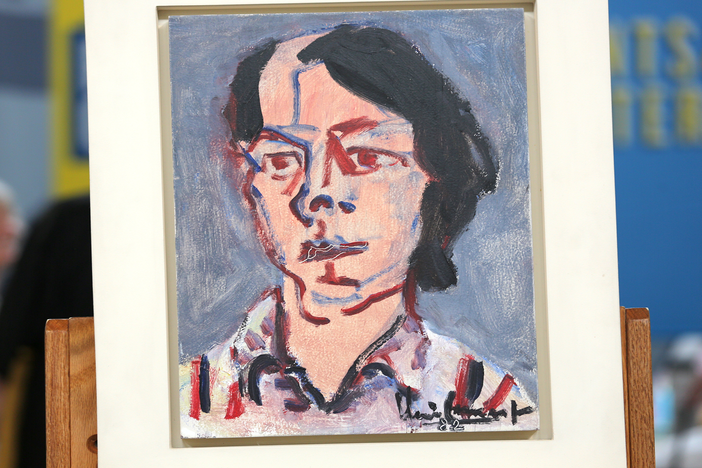 Appraisal: 1982 Iberê Camargo "Zoila" Oil Portrait Painting in Celebrating Latino Heritage