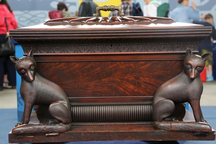 Appraisal: Mahogany Carved Cellarette, ca. 1825, in Harrisburg Hour 3.