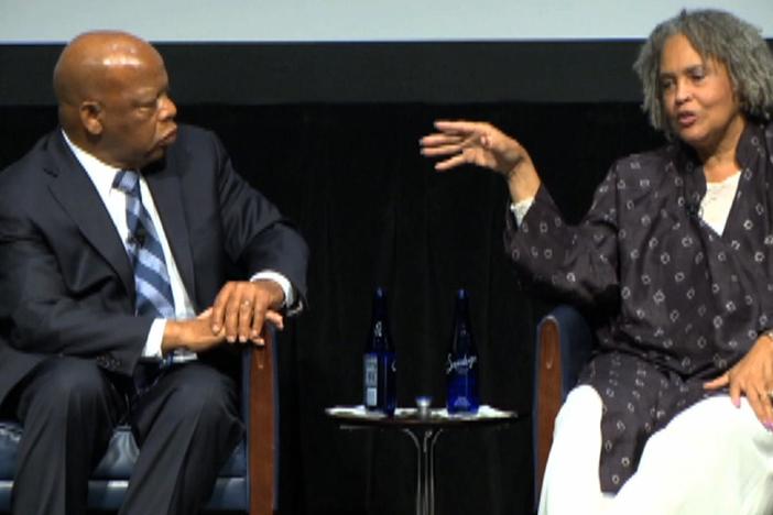 Rep. John Lewis, journalist Charlayne Hunter-Gault and Julian Bond, former NAACP Chairman.