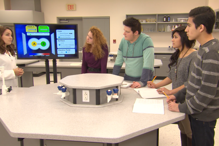 The students discuss polar and non-polar bonds in this segment.