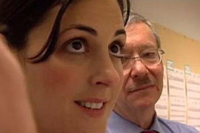 Rudnick asks Myriad scientists to explain the genetic mutation in the BRCA gene.