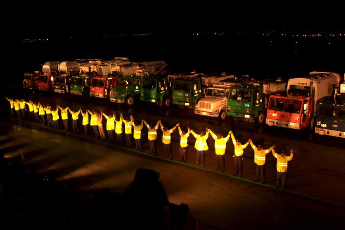 Trash Dance follows sanitation workers' transformation from reluctance to performance.