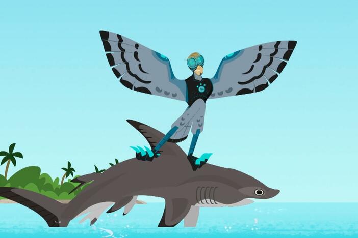 The bros use hammerhead powers to collect their lost power disks.