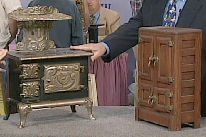 Appraisal: Display Stove & Salesman's Sample Ice Box , from Vintage Austin.