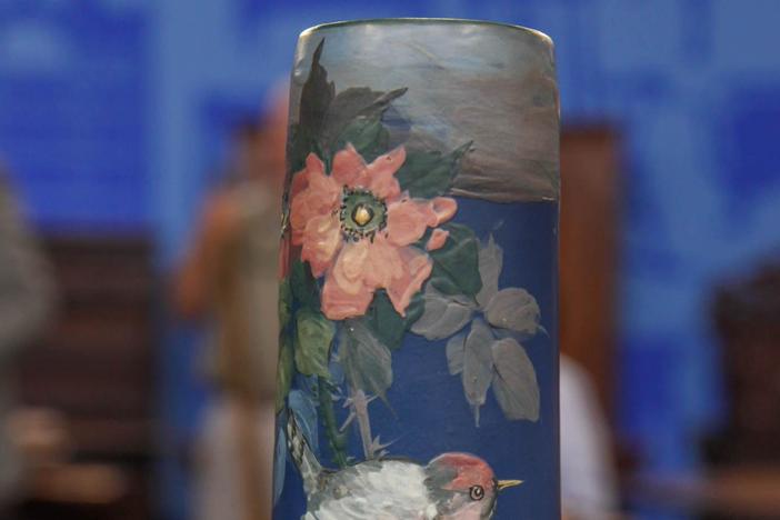 Appraisal: Weller Hudson Blue & Decorated Vase, ca. 1925
