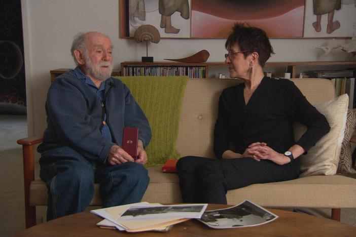 History Detective Gwen Wright speaks with Si Lewen, a 92-year old veteran of Camp Ritchie.