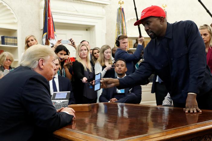 Rapper Kanye West met with President Trump at the White House Thursday.