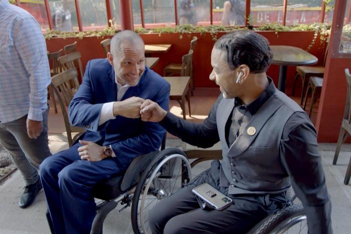 Lidia visits a barrier-free restaurant, for those with disabilities, in East Harlem, NY.