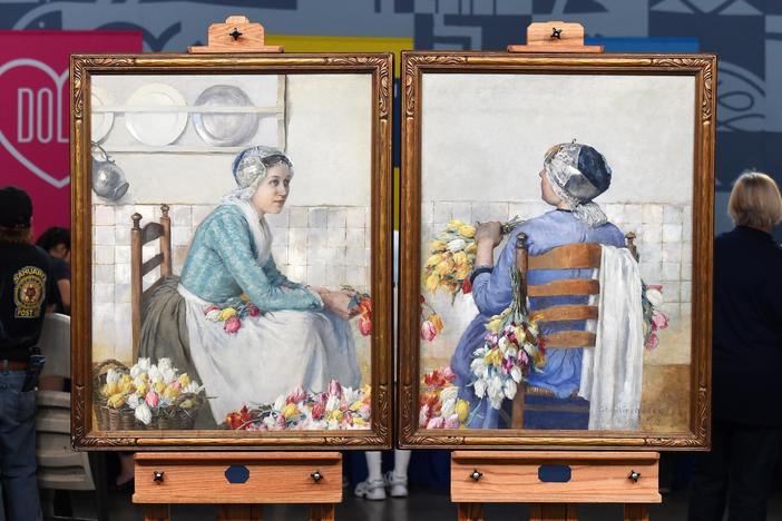 Appraisal: 1889 George Hitchcock Oil Diptych, from Tucson Hr 3.