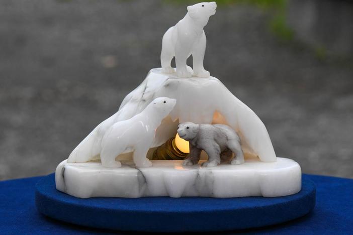 Appraisal: Italian Art Deco Alabaster Polar Bear Lamp, ca. 1925