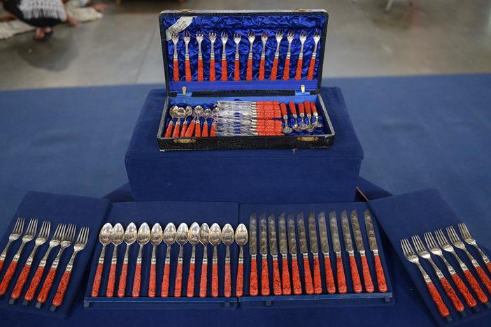 Appraisal: Zee Wo Silver & Cinnabar Cutlery Set, ca. 1920, from Salt Lake City Hour 2