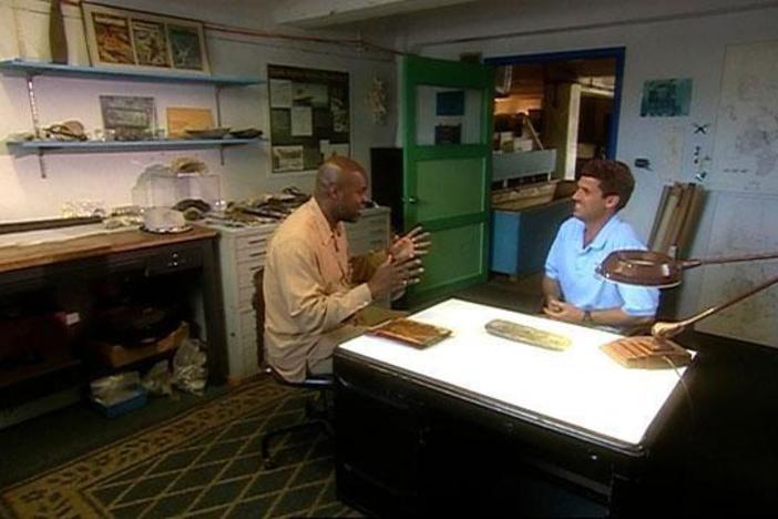 Tukufu Zuberi talks to archeologist Corey Malcom.