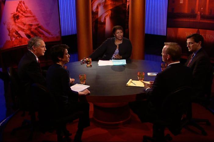 Gwen tests the panelists’ knowledge with some inauguration trivia