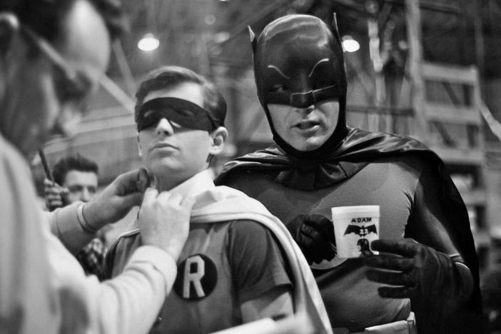 Adam West (Batman) and Burt Ward (Robin) on risky stunts during the early days of Batman.